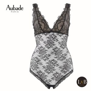 Aubade Danse des Sens body zonder beugel in zwart – verfijnde kanten body met diepe V-hals en elegante details, luxe dameslingerie van Aubade