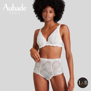 Aubade Danse des Sens hoge tailleslip van kant in Opale – elegante kanten slip met hoge taille en verfijnde details, luxe damesondergoed van Aubade