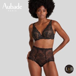 Aubade Danse des Sens hoge tailleslip van kant in zwart – elegante kanten slip met hoge taille en verfijnde details, luxe damesondergoed van Aubade