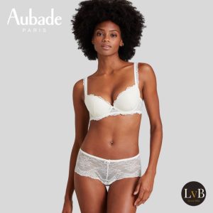 Aubade Danse des Sens voorgevormde push-up bh in Opale – luxe kanten bh met vulling en beugel voor extra lift en een verleidelijk decolleté, damesondergoed van Aubade