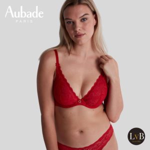 Aubade Rosessence plunge bh in rood met verfijnd rozenkant