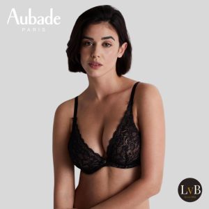 Aubade Rosessence comfort plunge beugel bh van kant in zwart