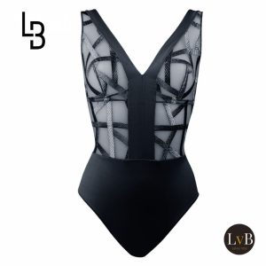 Louisa Bracq Série body in zwart met Franse lingerie-uitstraling