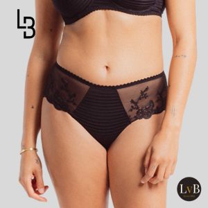 Louisa Bracq Elise 419-40 shorty in zwart met verfijnd borduurwerk