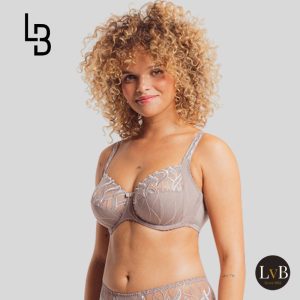Zijaanzicht van Louisa Bracq Julia full cup beugel bh taupe met elegante pasvorm