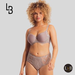 Louisa Bracq Julia culotte tailleslip in taupe met Franse lingerie-uitstraling