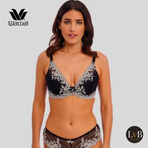 Wacoal Embrace Lace plunge bh zwart wit gedragen