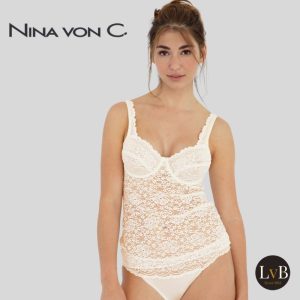 Champagne ivoor Nina von C BH hemd Millefleurs met brede bandjes