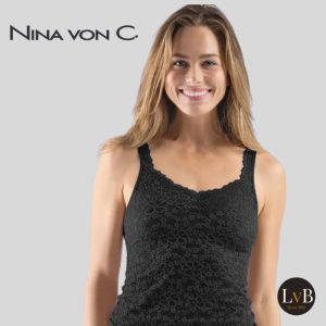 Nina von C Millefleurs tanktop zwart dames hemdje katoen modal