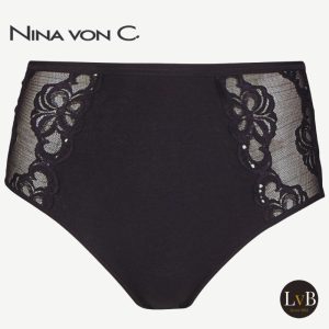 Nina von C zwarte tailleslip 40-160-880-0 met kanten inzet aan de voorkant