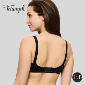 Achterkant van de Triumph Amourette Minimizer beugel bh zwart met verstelbare bandjes