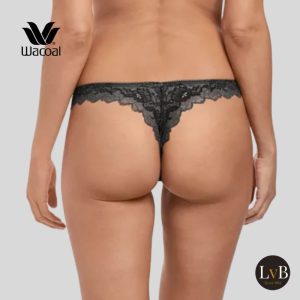Achterzijde van Wacoal Lace Perfection string in charcoal met kanten achterkant