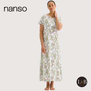 Nanso Laventeli lange jurk met korte mouwen en bloemenprint, dames nachthemd