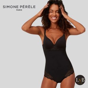 Simone Perele Caresse body zwart gedragen model volledig