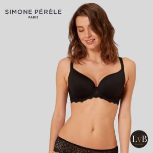 Simone Perele Caresse spacer plunge bh 12A316 zwart voorkant model