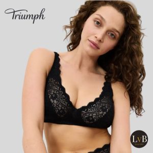 Model draagt Triumph Amourette N bh zonder beugel zwart