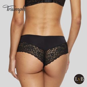 Achterzijde van de Triumph Amourette Spotlight hipster zwart met kanten details