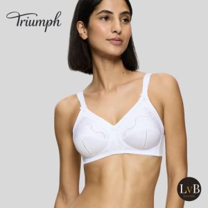 Triumph Doreen Cotton bh wit zonder beugel dames beha voorkant op model