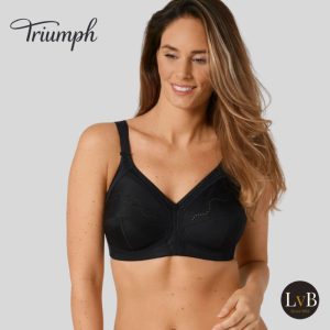 Triumph Doreen Cotton bh zwart zonder beugel dames beha voorkant op model
