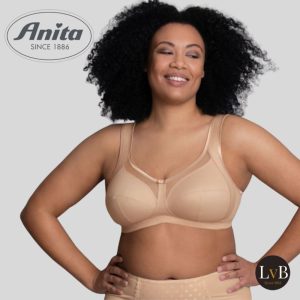 Anita Clara 5459 comfort bh zonder beugel in sand huidkleur vooraanzicht met brede bandjes en stevige cups