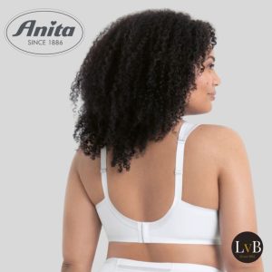 Achterkant van Anita Clara 5459 comfort bh zonder beugel in wit met brede rugband en verstelbare bandjes