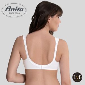Achterkant van Anita Clara 5859 comfort bh zonder beugel met gladde cups in wit en verstelbare bandjes