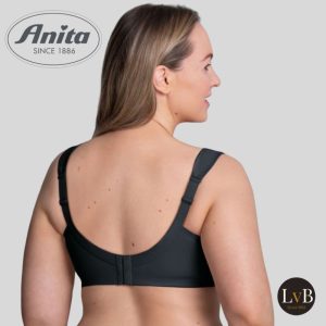 Achterkant van Anita Clara 5859 comfort bh zonder beugel met gladde cups in zwart en verstelbare bandjes