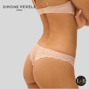 Simone Perele string huidkleur achterkant model kanten tanga dames
