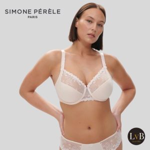 Simone Perele Delice full cup bh blush poeder roze op model ondersteunende bh dames