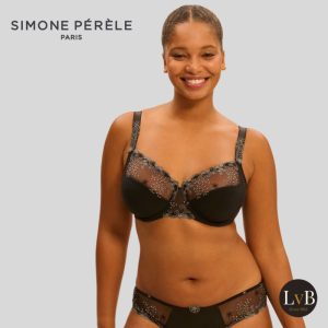 Simone Perele Delice full cup bh Moonlight zwart grijs op model ondersteunende bh dames