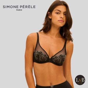 Simone Perele Delice plunge bh kant detail Moonlight zwart grijs luxe lingerie