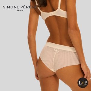 Achterkant van Simone Perele Wish shorty naturel met kant en zachte afwerking