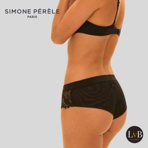 Achterkant van Simone Perele Wish shorty zwart met kant en zachte pasvorm