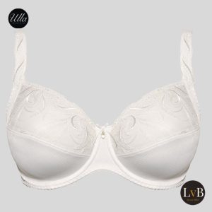 Vrijstaande productfoto van de Ulla Carmen 2523 beugel bh in ecru met brede schouderbanden en comfortabele cups.
