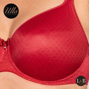 Detail van Ulla Meghan voorgevormde beugel bh 3120 rood voor grote cupmaten