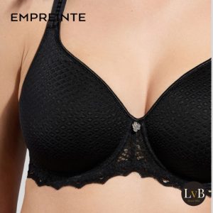 Detail van de Empreinte Melody Spacer BH 40151 zwart met verfijnd jacquardpatroon.