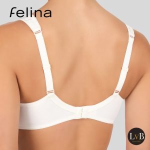 Achterzijde van de Felina Emotions beugel bh 656 in vanilla met verstelbare schouderbandjes.