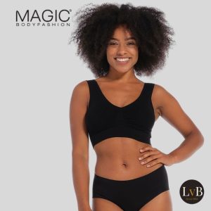 Model draagt MAGIC Comfort Bra Bamboo zwart