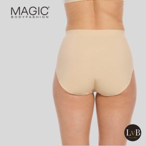 MAGIC Maxi Sexy corrigerende tailleslip latte gedragen met gladde achterkant en hoge taille