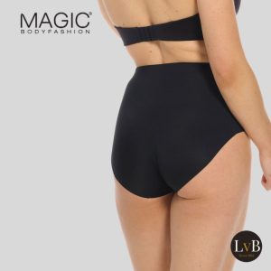MAGIC Maxi Sexy corrigerende tailleslip zwart gedragen met gladde en naadloze achterkant