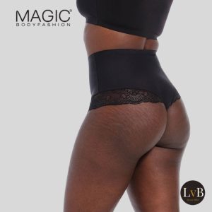Achterzijde van de MAGIC Dream Hi-Thong Lace in zwart