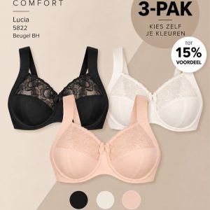 Anita Comfort Lucia beugel BH 5822 voordeel 3-pak in zwart, crystal en light powder